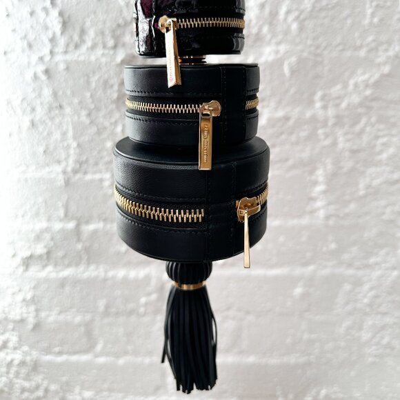 RICHARD MILLE Leather Travel Watch Case Jewelry Watch Roll Black Gold Strap Cord - Picture 4 of 16